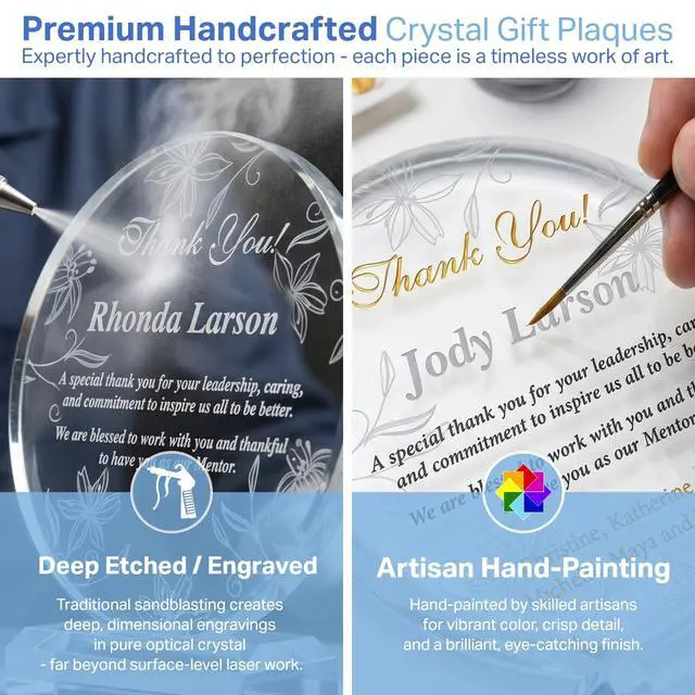 Alt view image 4 of 7 - Personalized Crystal Appreciation Gift Plaque for Mentor, Manager, Supervisor, Leader, Customized with Mentor Name, Unique Thank You Gift to Boss on Christmas, Birthday, Departing (XL - 10")