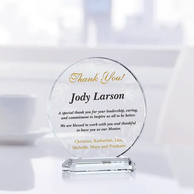 Alt view image 3 of 7 - Personalized Crystal Appreciation Gift Plaque for Mentor, Manager, Supervisor, Leader, Customized with Mentor Name, Unique Thank You Gift to Boss on Christmas, Birthday, Departing (XL - 10")