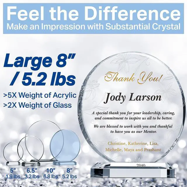 Alt view image 5 of 7 - Personalized Crystal Appreciation Gift Plaque for Mentor, Manager, Supervisor, Leader, Customized with Mentor Name, Unique Thank You Gift to Boss on Christmas, Birthday, Departing (XL - 10")