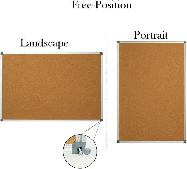 Alt view image 3 of 7 - Large 60" x 36" Cork Board Bulletin Board Aluminium Frame | CorkBoard Wall-Mounted Notice Message Pin Board