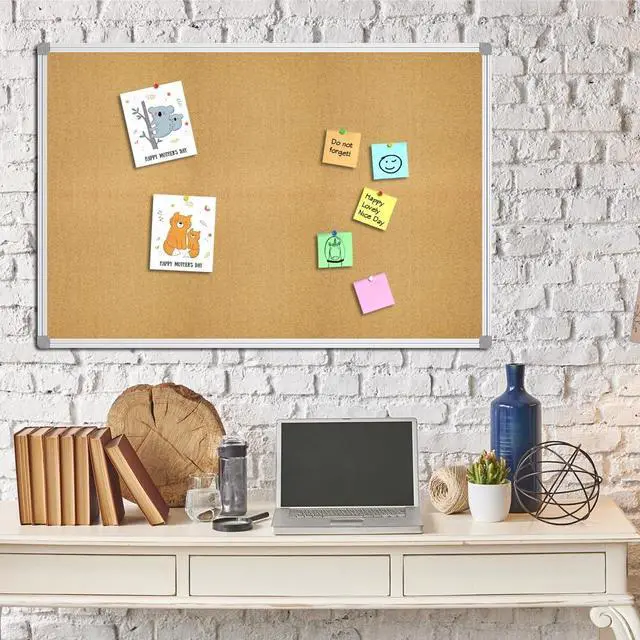 Alt view image 4 of 7 - Large 60" x 36" Cork Board Bulletin Board Aluminium Frame | CorkBoard Wall-Mounted Notice Message Pin Board