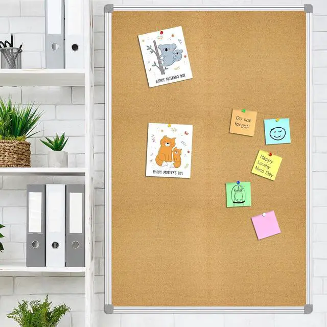 Alt view image 5 of 7 - Large 60" x 36" Cork Board Bulletin Board Aluminium Frame | CorkBoard Wall-Mounted Notice Message Pin Board