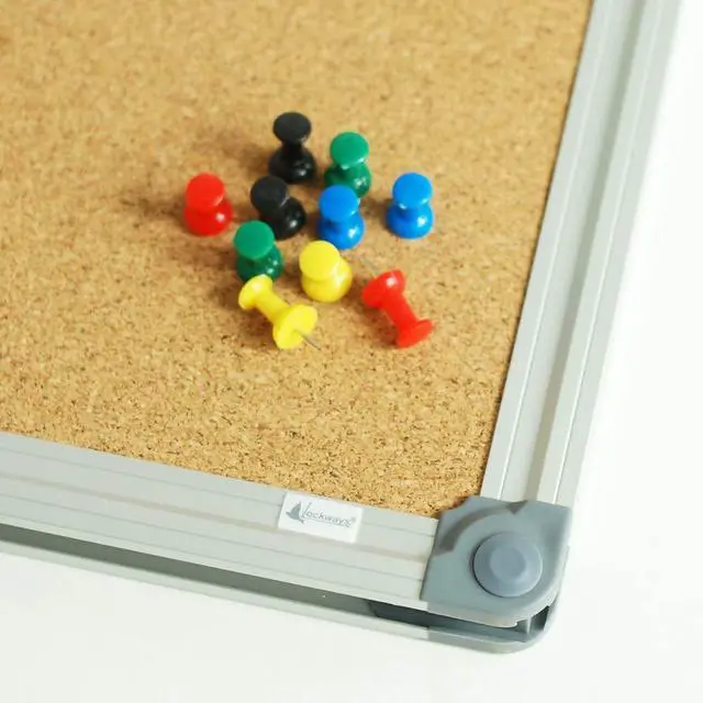Alt view image 4 of 7 - Cork Board 36" x 24" Bulletin Board, 2 Pack Corkboard 3 x 2 Feet | Double Sided Wall-Mounted Silver Aluminum Message Presentation Notice Board