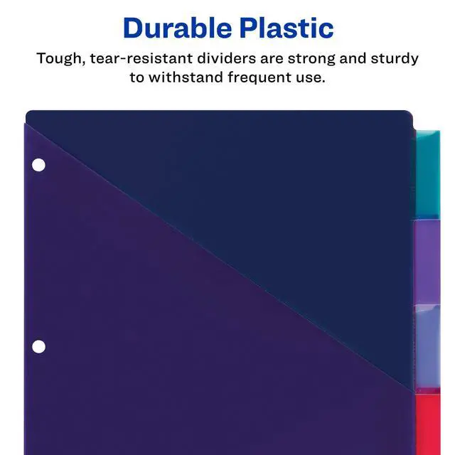 Alt view image 6 of 7 - Big Tab Insertable Plastic 2 Pocket Dividers for 3 Ring Binders, 8 Tab Set, Bright Two-Tone Multicolor, Works with Sheet Protectors, 1 Set (11989), Pack of 24