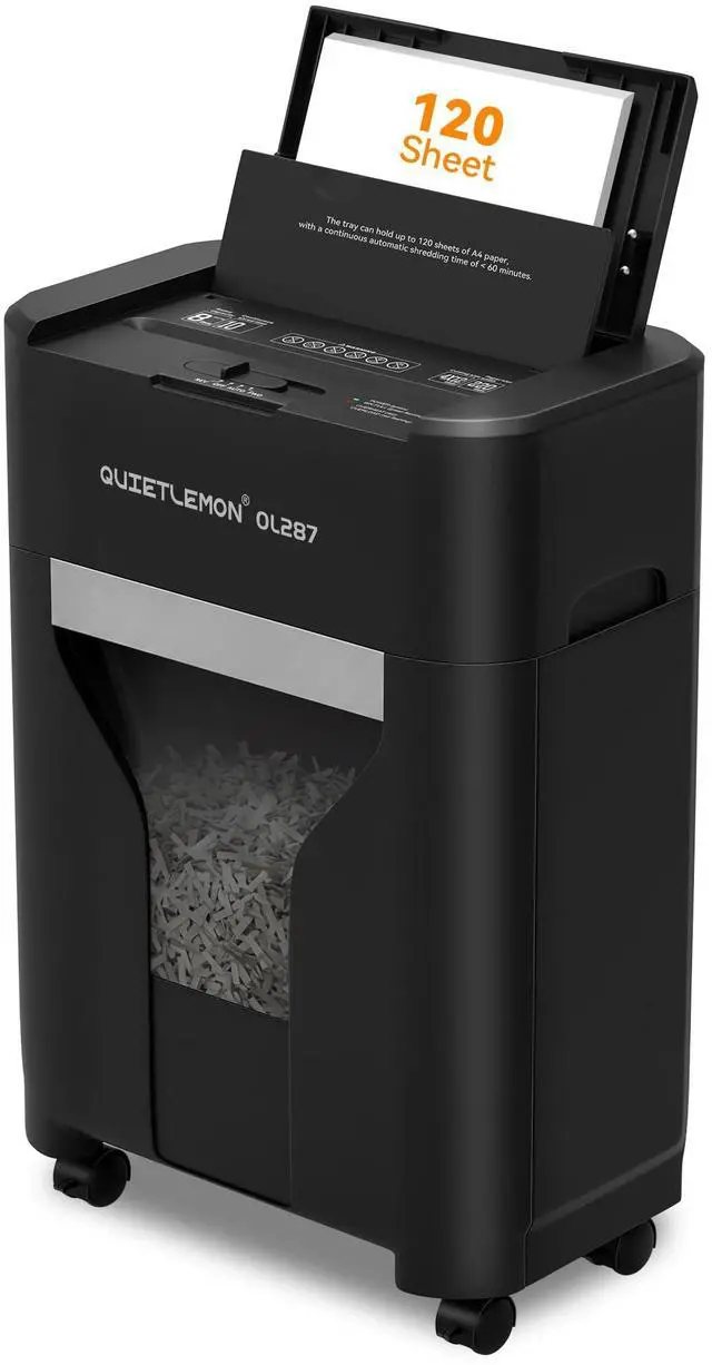 Main image of 120-Sheet Auto Feed Paper Shredder, 40 Min Non-Stop, Shredders for Home Office Heavy Duty, P-4 Ultra Security Shredder for Home Office, Cross-Cut with Wheels, 5.28 Gal Bin, <63 dB (OL287)
