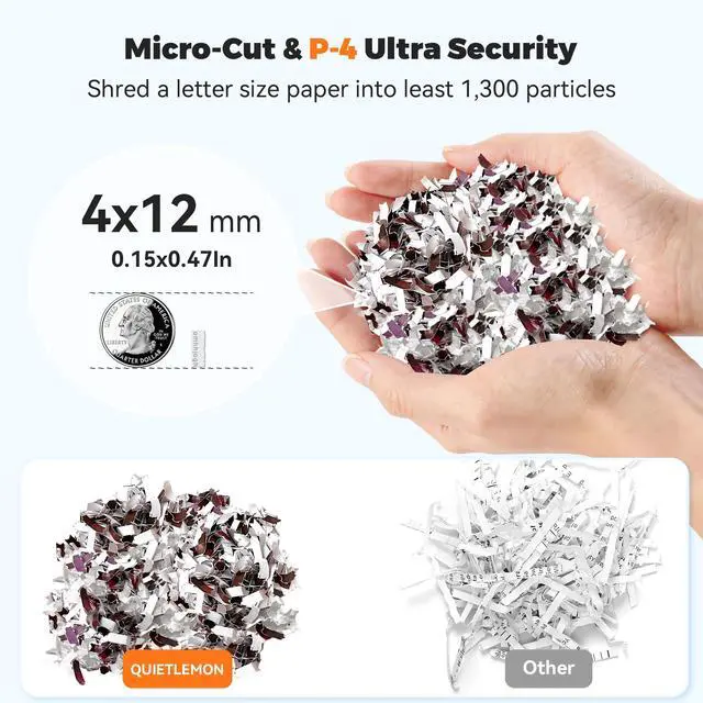 Alt view image 3 of 7 - 120-Sheet Auto Feed Paper Shredder, 40 Min Non-Stop, Shredders for Home Office Heavy Duty, P-4 Ultra Security Shredder for Home Office, Cross-Cut with Wheels, 5.28 Gal Bin, <63 dB (OL287)
