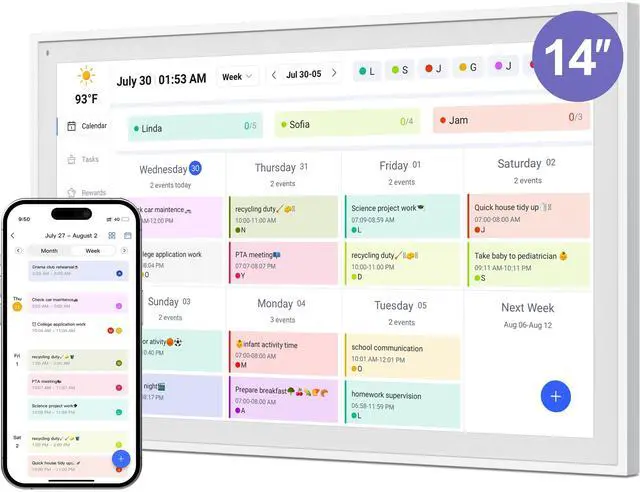 Main image of Digital Calendar, Smart WiFi Electronic Calendar&Chore Chart, IPS Touch Screen HD Display for Family Schedules, Share Moments Instantly from Anywhere (14)