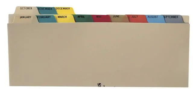 Alt view image 2 of 4 - Heavy Duty Plastic Monthly Divider Set, 12-Tab, Multi-Color, for Side-Opening 3-Ring Binders, Case of 10