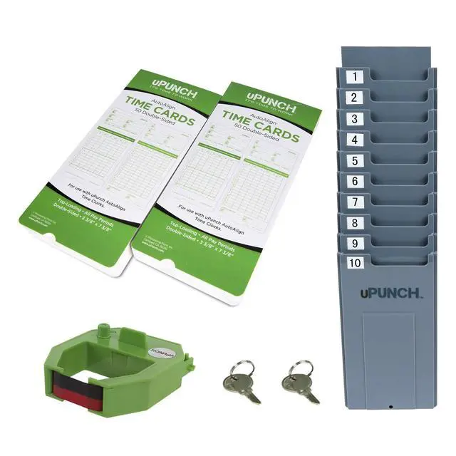 Alt view image 5 of 6 - HN1500 Starter Time Clock Bundle for Small Business: Employee Punch Clock System with 100 Time Cards, Card Rack, and Ribbon