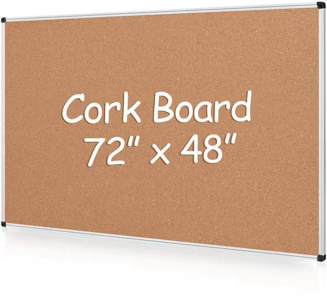 Main image of Extra Large Cork Bulletin Board 72" X 48", Silver Aluminum Framed 6'x4' Corkboard for Wall, Wall Mounted Notice Pin Board with 18 Push Pins for School, Home & Office