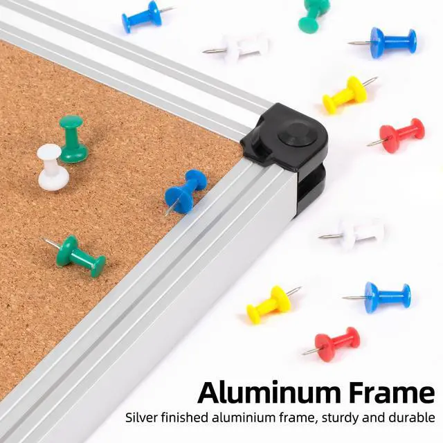 Alt view image 3 of 7 - Extra Large Cork Bulletin Board 72" X 48", Silver Aluminum Framed 6'x4' Corkboard for Wall, Wall Mounted Notice Pin Board with 18 Push Pins for School, Home & Office