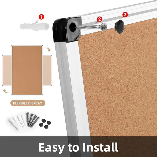 Alt view image 6 of 7 - Extra Large Cork Bulletin Board 72" X 48", Silver Aluminum Framed 6'x4' Corkboard for Wall, Wall Mounted Notice Pin Board with 18 Push Pins for School, Home & Office