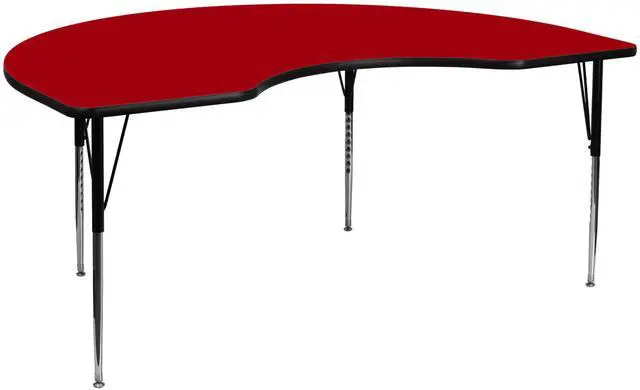 Main image of 48''W x 72''L Kidney Red Thermal Laminate Activity Table - Standard Height Adjustable Legs