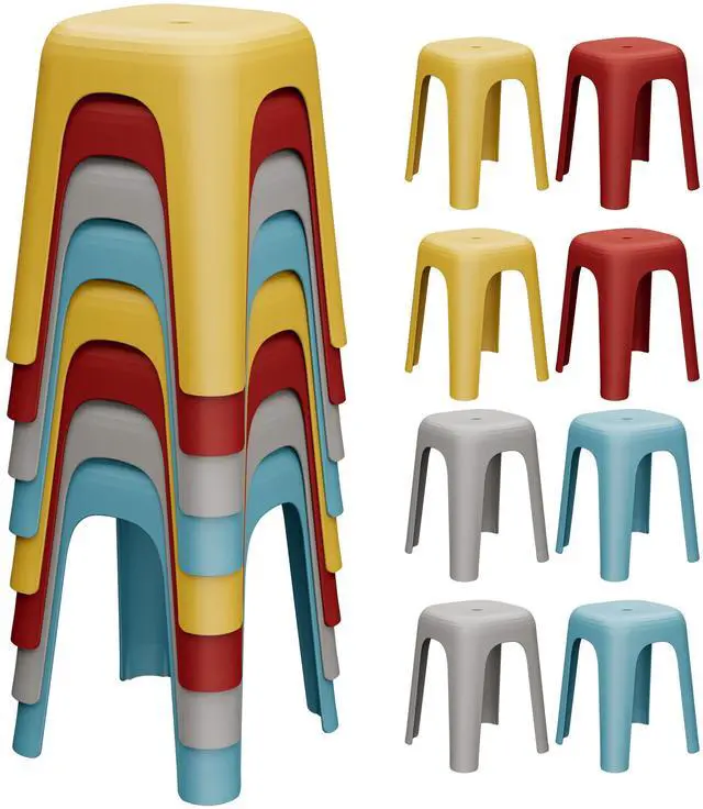 Main image of 8 Pack Stackable Classroom Stools 18 Inch Nesting Plastic Stools Portable Backless Chairs for Classroom, Students, Adults, Living Room, Dining Room, Office Home