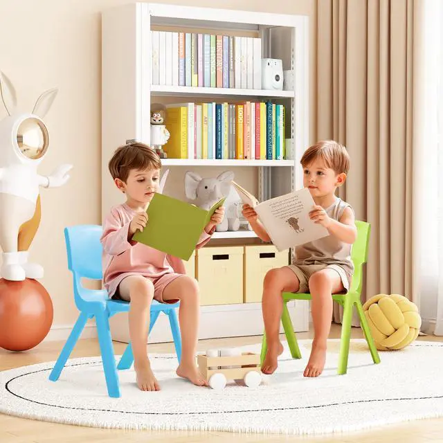 Alt view image 2 of 7 - 12Pcs Stackable School Chairs, Colorful Kids Plastic Chair for Toddlers with 11'' Seat, Kids Flexible Seating for Classroom Elementary, School, Daycare, Classroom Furniture (Light Colors-12PCS)