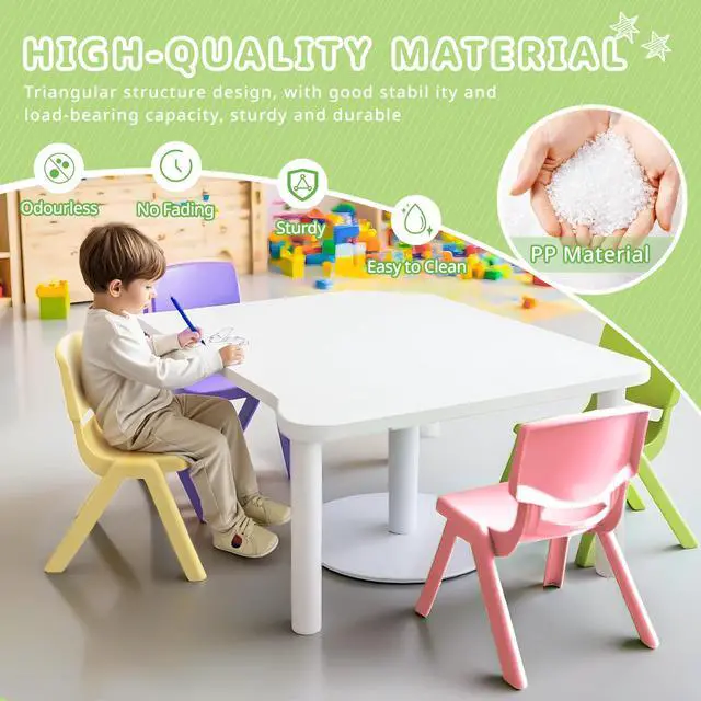 Alt view image 5 of 7 - 12Pcs Stackable School Chairs, Colorful Kids Plastic Chair for Toddlers with 11'' Seat, Kids Flexible Seating for Classroom Elementary, School, Daycare, Classroom Furniture (Light Colors-12PCS)