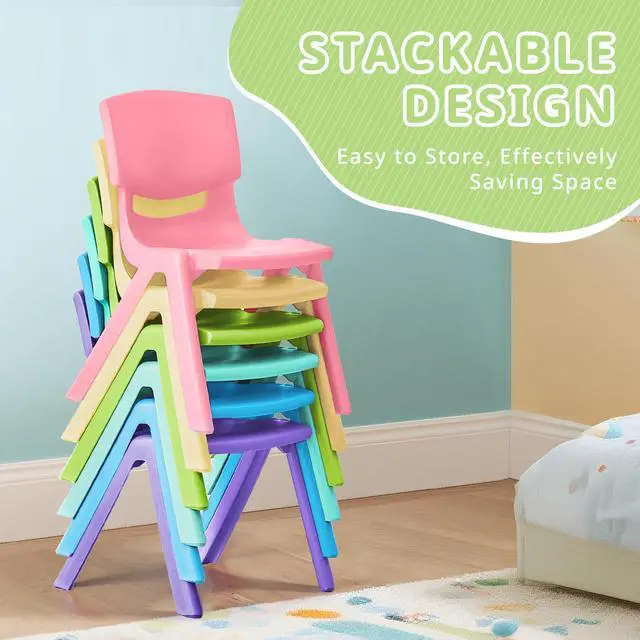 Alt view image 7 of 7 - 12Pcs Stackable School Chairs, Colorful Kids Plastic Chair for Toddlers with 11'' Seat, Kids Flexible Seating for Classroom Elementary, School, Daycare, Classroom Furniture (Light Colors-12PCS)