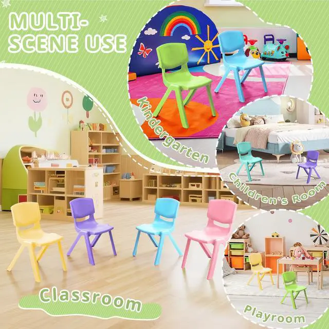 Alt view image 6 of 7 - 12Pcs Stackable School Chairs, Colorful Kids Plastic Chair for Toddlers with 11'' Seat, Kids Flexible Seating for Classroom Elementary, School, Daycare, Classroom Furniture (Light Colors-12PCS)