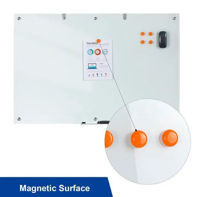 Alt view image 4 of 7 - Large Glass Dry Erase Board, 72 x 48 Inches Magnetic Whiteboard | Magnetic glass whiteboard, smooth erasable surface. Great wall-mounted 6' x 4' Frameless Board for Office, Home, School