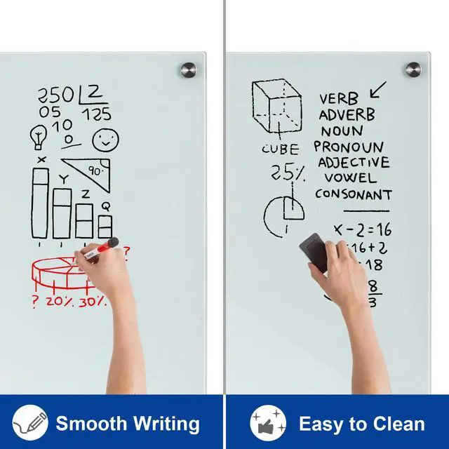 Alt view image 3 of 7 - Large Glass Dry Erase Board, 72 x 48 Inches Magnetic Whiteboard | Magnetic glass whiteboard, smooth erasable surface. Great wall-mounted 6' x 4' Frameless Board for Office, Home, School
