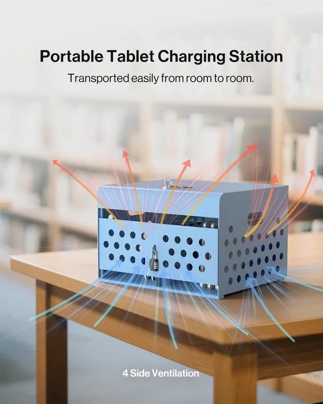 Alt view image 7 of 7 - 16-Unit Charging Cabinet for Laptops & Tablets with Cable Management | Wall-Mount Metal Charging Station for Chromebooks, iPads Lockable Storage Box for Schools & Offices, Grounding Protection