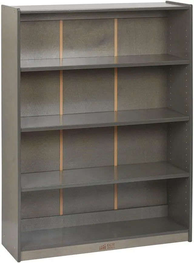 Main image of Classic Wooden Bookcase with Adjustable Shelves, 48in, Classroom Bookshelf, Grey Wash