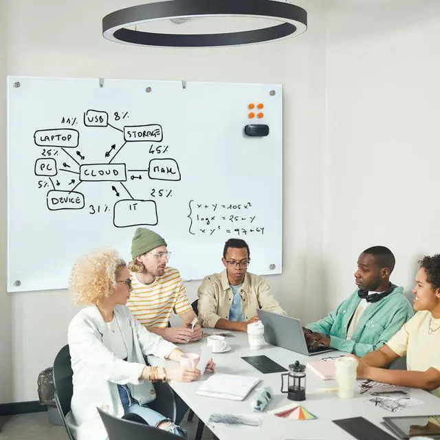 Alt view image 7 of 7 - Large Glass Dry Erase Board, 72 x 48 Inches Magnetic Whiteboard | Magnetic glass whiteboard, smooth erasable surface. Great wall-mounted 6' x 4' Frameless Board for Office, Home, School