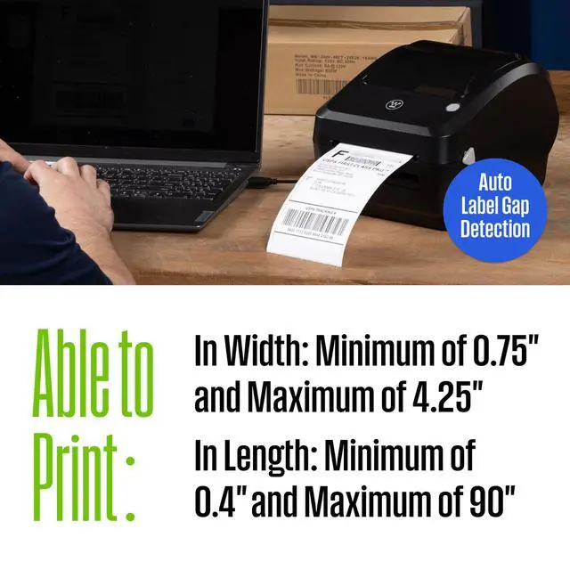 Alt view image 7 of 7 - Thermal Shipping Label Printer USB, 4x6 Label Commercial Grade, Compatible with USPS, UPS, FedEx, Shopify, Amazon, Small Business, Desktop Label Printer for Packages, Includes Labels
