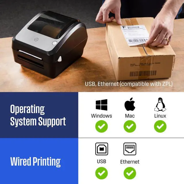 Alt view image 3 of 7 - Thermal Shipping Label Printer USB, 4x6 Label Commercial Grade, Compatible with USPS, UPS, FedEx, Shopify, Amazon, Small Business, Desktop Label Printer for Packages, Includes Labels
