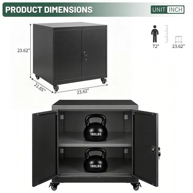 Alt view image 2 of 6 - 3D Printer Stand Table with Lock Storage for Home Office Black | Folding panels for easier installation,large storage with lock,lockable wheels