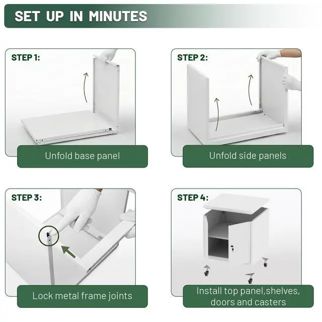 Alt view image 4 of 6 - 3D Printer Stand Table with Lock Storage for Home Office Black | Folding panels for easier installation,large storage with lock,lockable wheels