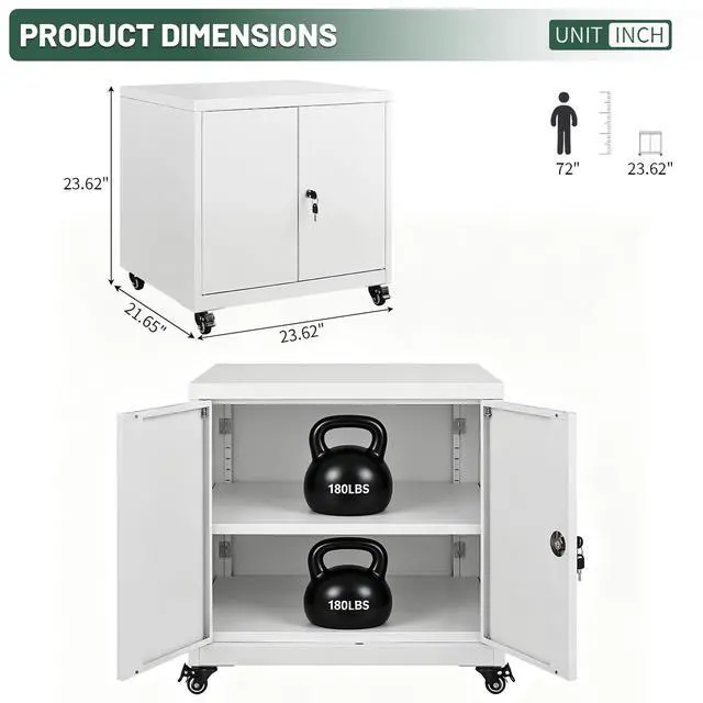 Alt view image 2 of 6 - 3D Printer Stand Table with Lock Storage for Home Office White | Folding panels for easier installation,large storage with lock,lockable wheels