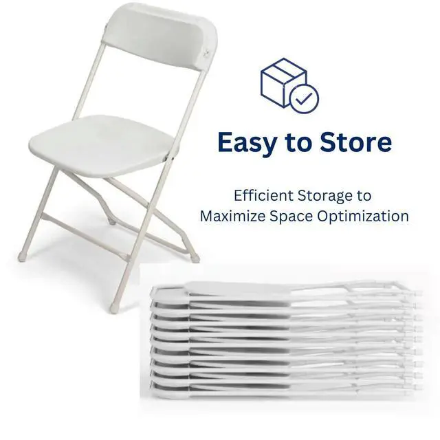 Alt view image 4 of 7 - White Folding Chairs 10-Pack,Portable Events Chairs, Plastic Folding Chair, Stylish 650 lb Capacity for Party, School and Church