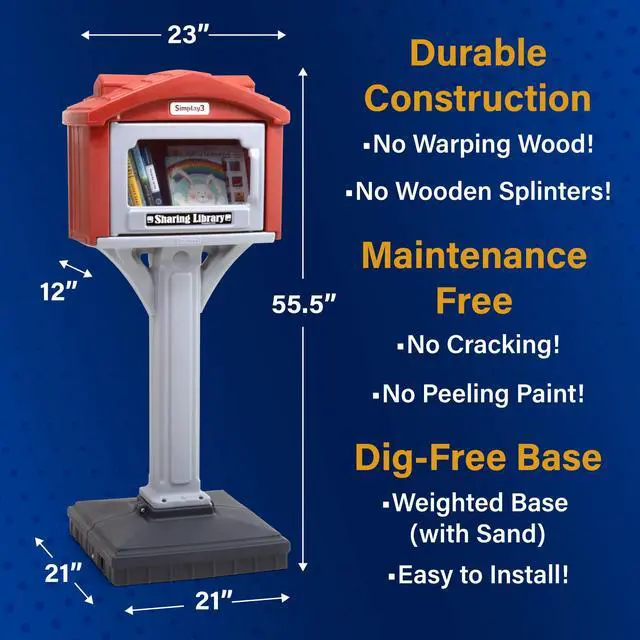 Alt view image 3 of 7 - Dig-Free Sharing Library for Indoor or Outdoor Use, Little Sharing Library for Neighborhoods and Schools, Made in USA