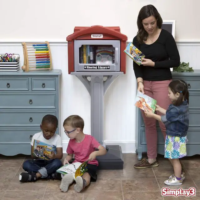 Alt view image 7 of 7 - Dig-Free Sharing Library for Indoor or Outdoor Use, Little Sharing Library for Neighborhoods and Schools, Made in USA