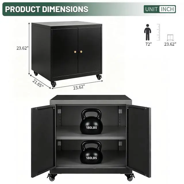 Alt view image 2 of 6 - 3D Printer Stand Table with Storage for Home Office Black | Folding panels for easier installation,large storage with adjustable shelf,lockable wheels