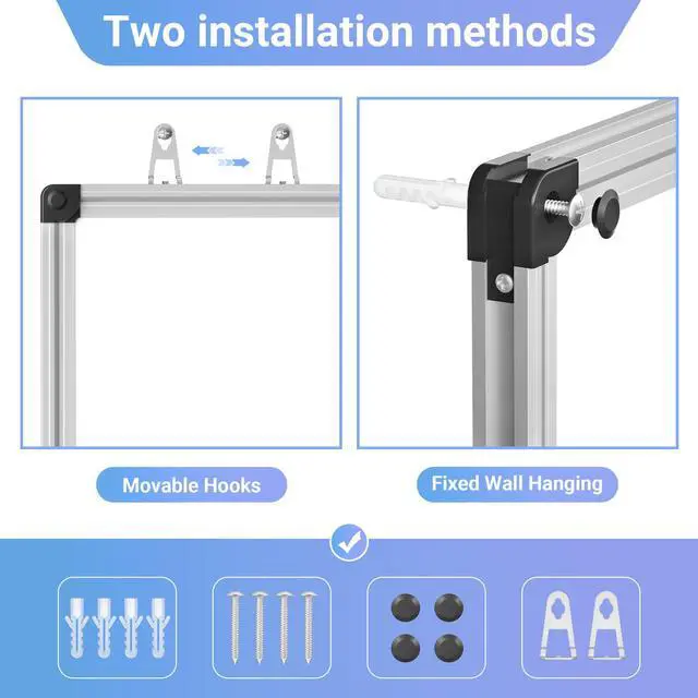 Alt view image 5 of 7 - Magnetic Dry Erase Whiteboard - 40 x 72 Inch White Board - Large Wall-Mounted Board with Silver Aluminum Frame, 1 Magnetic Eraser, 2 Pens, Detachable Marker Tray, 6 Magnets