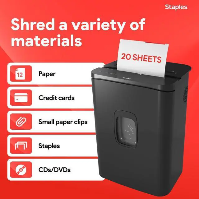 Alt view image 2 of 7 - 20-Sheet Micro-Cut Paper Shredder, High-Security Document & Credit Card Shredding for Offices, Black