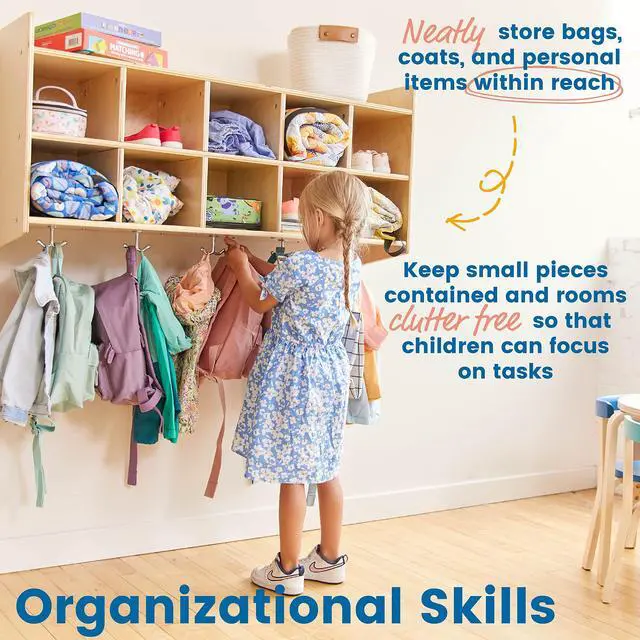 Alt view image 4 of 7 - 10-Section Hanging Coat Locker with Shelf and 10 Scoop Front Bins, Cubby Storage, Clear