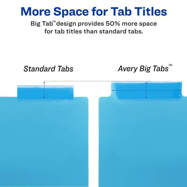 Alt view image 4 of 7 - Big Tab Insertable Plastic 2 Pocket Dividers for 3 Ring Binders, 8 Tab Set, Bright Two-Tone Multicolor, Works with Sheet Protectors, 1 Set (11989), Pack of 24