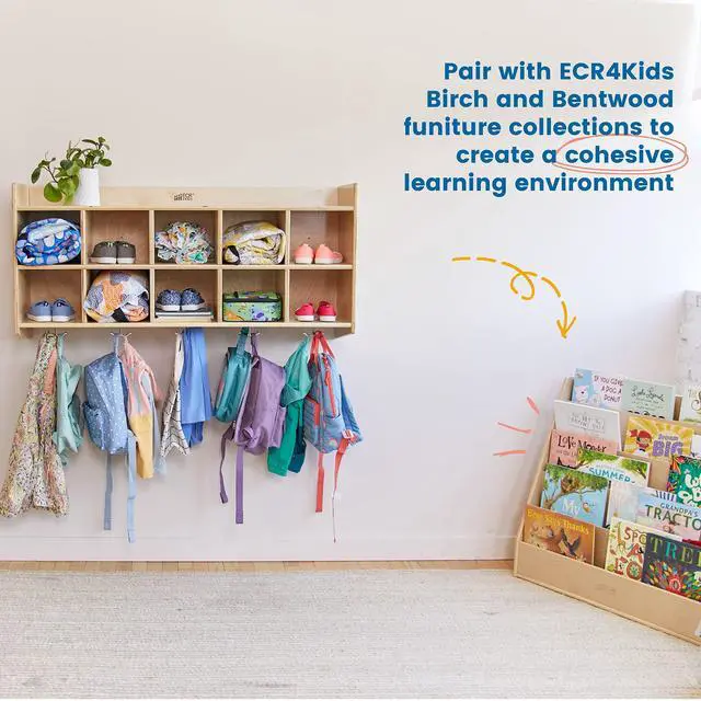 Alt view image 6 of 7 - 10-Section Hanging Coat Locker with Shelf and 10 Scoop Front Bins, Cubby Storage, Clear