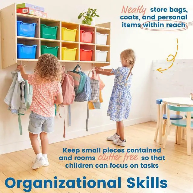 Alt view image 4 of 7 - 10-Section Hanging Coat Locker with Shelf and 10 Scoop Front Bins, Cubby Storage, Assorted