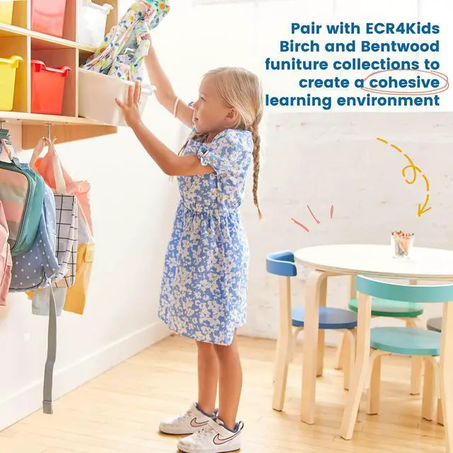 Alt view image 6 of 7 - 10-Section Hanging Coat Locker with Shelf and 10 Scoop Front Bins, Cubby Storage, Assorted