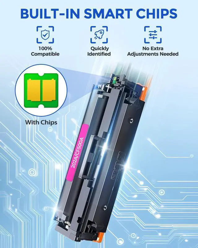 Alt view image 4 of 7 - 202A Toner Cartridges 4-Pack Compatible for HP 202A 202X HP202A Toner CF500A for Color Laser Jet Pro MFP M254dw M281fdn M281fdw M281cdw M280nw M254dn M254nw Printer, BK/C/M/Y