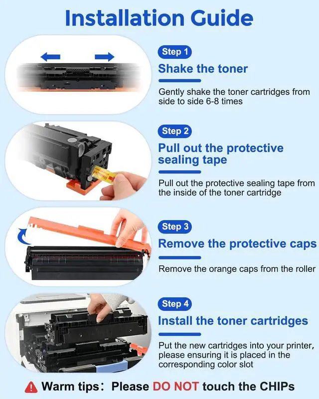 Alt view image 7 of 7 - 202A Toner Cartridges 4-Pack Compatible for HP 202A 202X HP202A Toner CF500A for Color Laser Jet Pro MFP M254dw M281fdn M281fdw M281cdw M280nw M254dn M254nw Printer, BK/C/M/Y