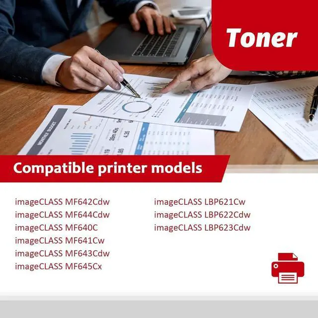 Alt view image 2 of 7 - CRG-054 054 Toner Cartridges High-Yield (4-Pack, Black, Cyan, Magenta, Yellow) Compatible 054BK 054C 054M 054Y Toner Replacement for 054 Color imageCLASS MF642Cdw MF644Cdw MF640C Printer
