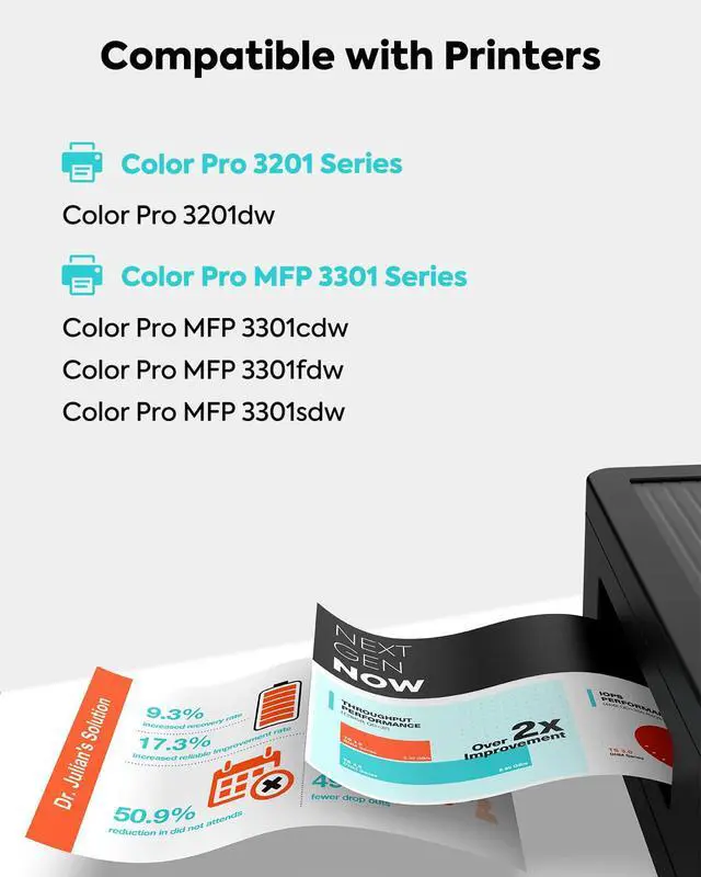 Alt view image 2 of 5 - 218X Toner Cartridges 4-Pack High Yield (with Chip) Compatible Replacement for HP Color Pro MFP 3301SDW 3301CDW 3301FDW 3201DW Printer 3301 3201 Series | W2180X W2181X W2182X W2183X