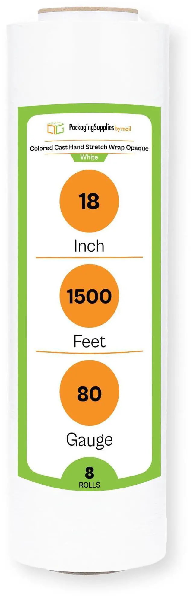 Main image of PSBM Dark White Stretch Wrap, 8 Rolls 18 Inch x 1500 Feet 80 Gauge Heavy Duty Plastic Wrap Industrial Strength Shrink Film for Moving, Packing & Shipping