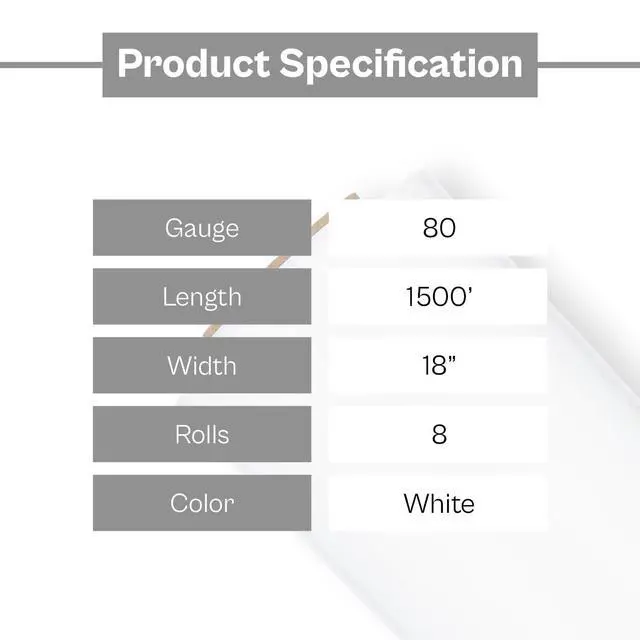 Alt view image 4 of 7 - PSBM Dark White Stretch Wrap, 8 Rolls 18 Inch x 1500 Feet 80 Gauge Heavy Duty Plastic Wrap Industrial Strength Shrink Film for Moving, Packing & Shipping