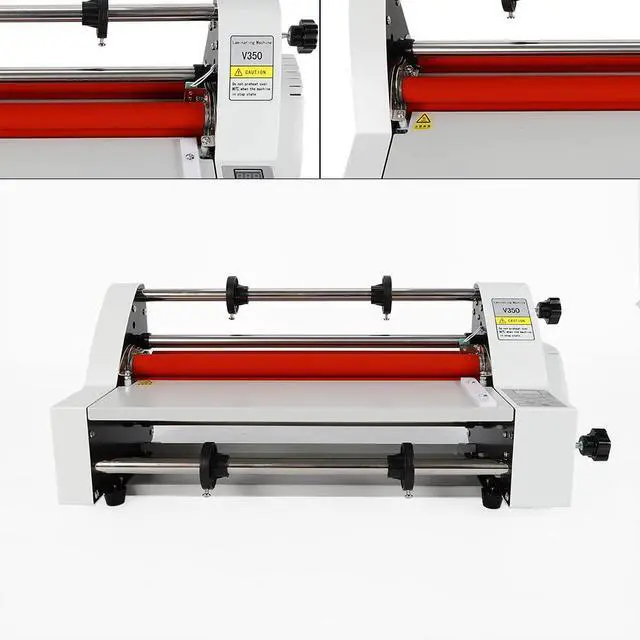 Alt view image 2 of 7 - V350 13" 350mm Hot Cold Roll Laminator, Digital Display Single&Dual Sided Laminating Machine for BOPP, Pte, Highlighted Dbw, Cross Pattern Film